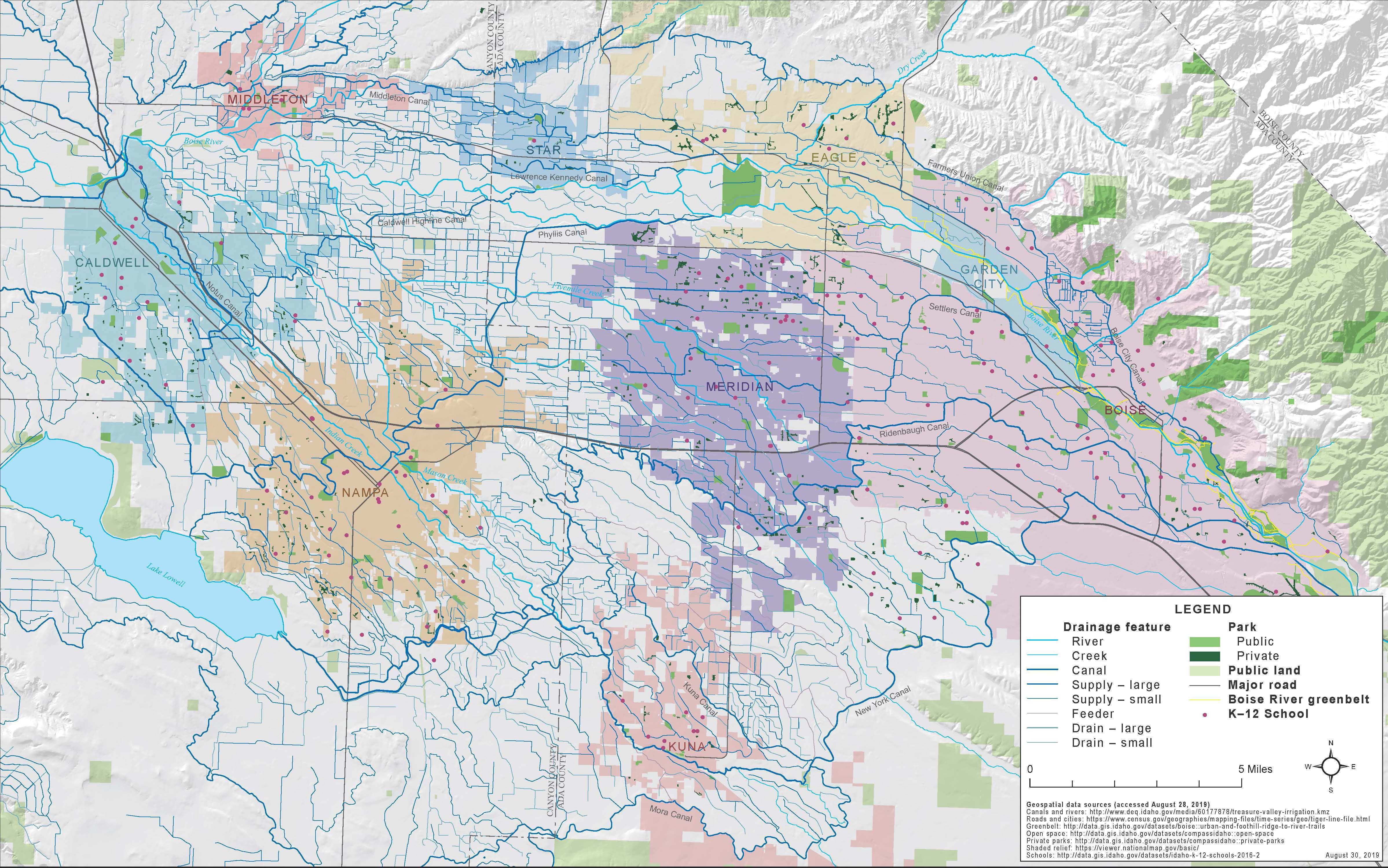 Map of the southwest Idaho canal system